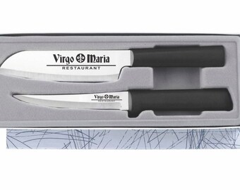 Juego de regalo personalizado de cuchillos de chef grabados de 2 piezas - Regalo de boda - Regalo de bienvenida - Regalo de cierre- Utensilios de cocina- Juego de cuchillos personalizado