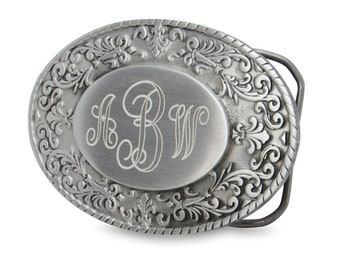 Monogram Initial Pewter Belt Buckle Vintage Belt Buckles for 