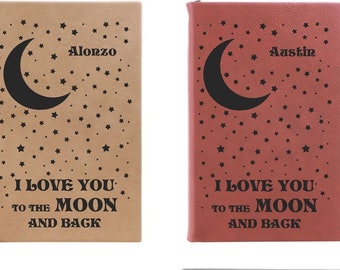 I love you to the moon and back Valentines journal, Lined pages, Personalized gift for her, Custom gift for him, Valentines day notebook