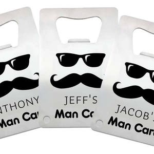 6 Personalized Stainless Steel Man Card Credit Card Bottle Opener engraved bottle opener groomsman gift, personalized bachelor party favor image 3