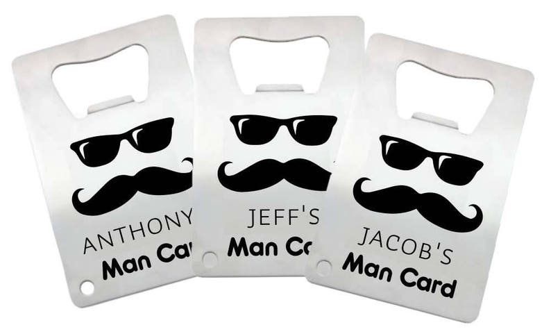 6 Personalized Stainless Steel Man Card Credit Card Bottle Opener engraved bottle opener groomsman gift, personalized bachelor party favor image 3