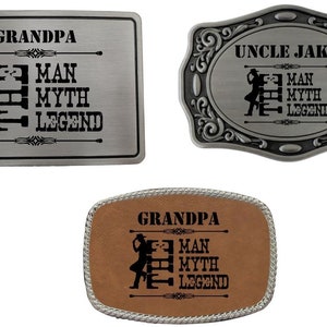 Personalized Man, Myth, Legend Belt Buckle | Custom Belt Buckles | Engraved Belt Buckle Gift | Cowboy Belt Buckle | His or Her Buckle