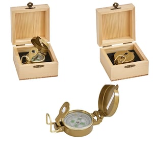 Laser Engraved Natural Wood Box with Compass | Gift For Grandfather | Personalized Graduation Gift
