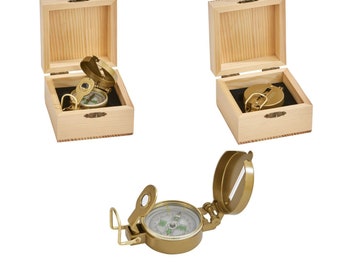 Laser Engraved Natural Wood Box with Compass | Gift For Grandfather | Personalized Graduation Gift