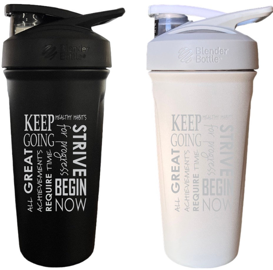 Gym Water Bottles - 24 oz. Shaker-Bottle w/ Mixer & Handle