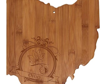 Personalized Ohio Cutting Board - Ohio Shaped Bamboo Cutting Board Custom Engraved - Wedding Gift, Couples Gift, Housewarming Gift