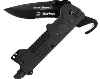 Engraved StatGear T3 Tactical Rescue Tool Groomsmen Gift - Father's Day Gift - Wedding Gift - EMT/Medical Gift - Firefighter Knife