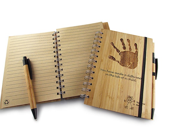 Carnet de notes personnalisé en bambou gravé avec stylo Carnet de