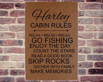 Personalized Wall Art  - Cabin Rules Engraved Wall Art - Home Decor - Housewarming Gift - Custom Wall Decor - 12x18" or 16x20"