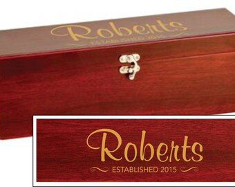Family Name Design Wine Box With Tools - Rosewood Wine Box with Custom Engraving - Housewarming Gift Wine Box, Personalized Wine Gift