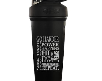 Custom Motivational Word Mesh | Word Cloud Water Bottle | Protein Shaker | Blender Bottle | 24oz Shaker Bottle | Fitness Gift