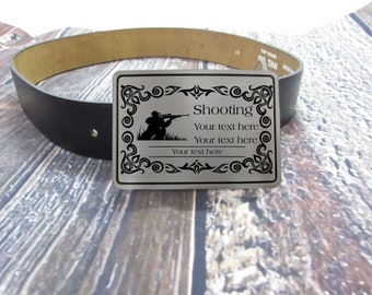 Personalized Hunting, Air Rifle, Rifle Shooting Sports Belt Buckle | Custom Belt Buckles | Engraved Belt Buckle Gift | His or Her Buckle