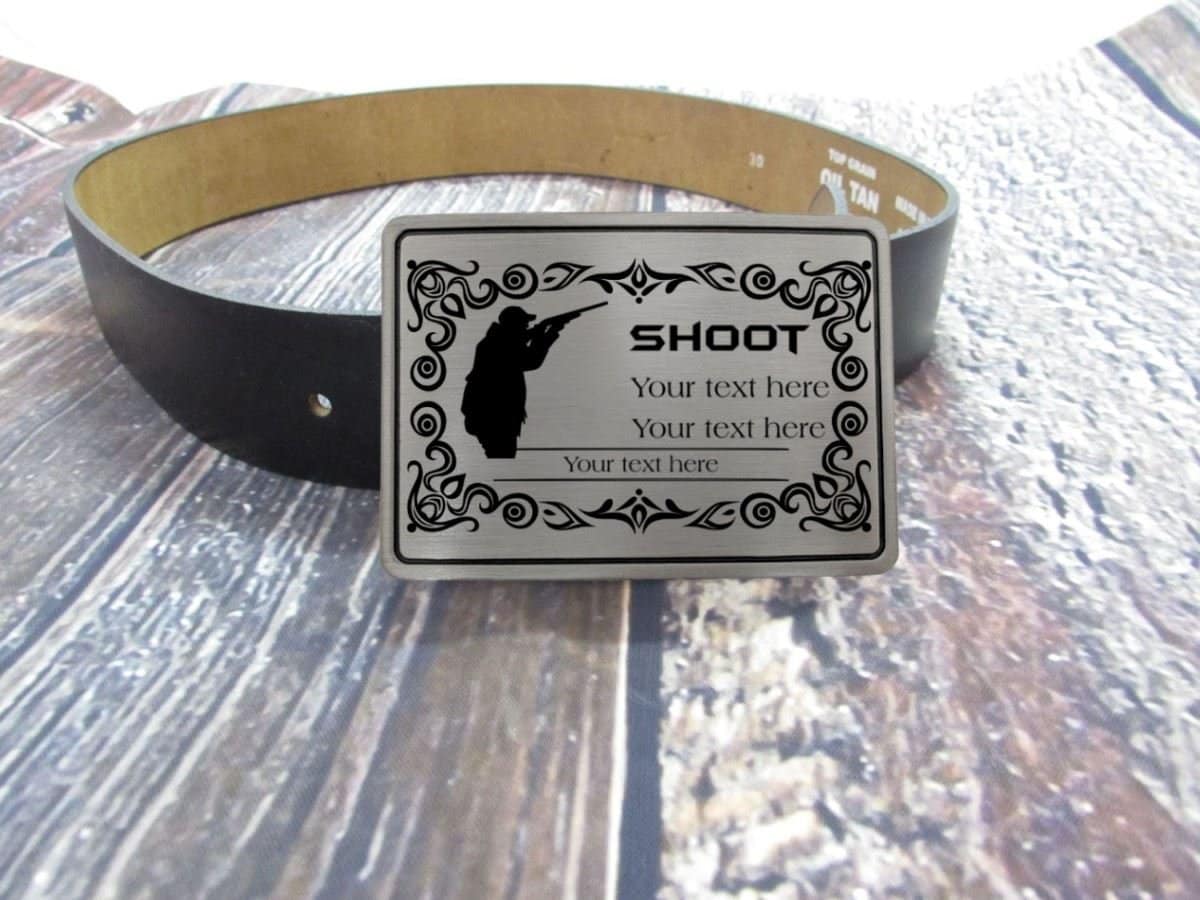 1 1/2 Shot Gun Shell Plaque Buckle Belt - AndWest
