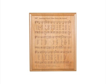 Amazing Grace Engraved Hymn Plaque - Engraved Solid Alder Wood - Christian Gift - Religious Wall Decor
