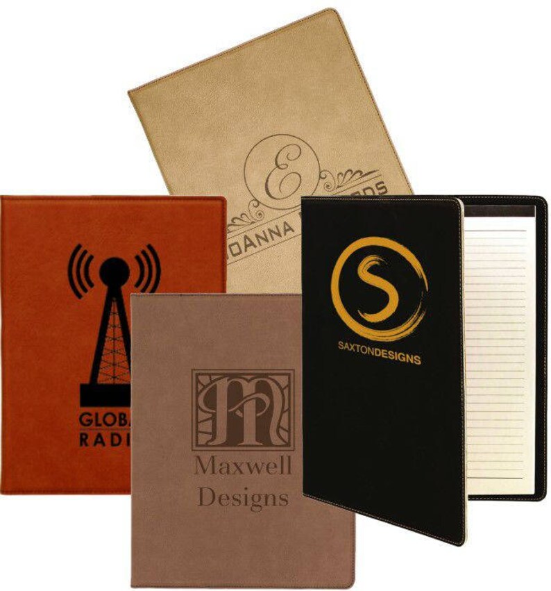 Personalized Faux Leather Portfolio with Notepad Laser Etched Professional Portfolio Graduation Gift Corporate Logo Engraved Gift image 2