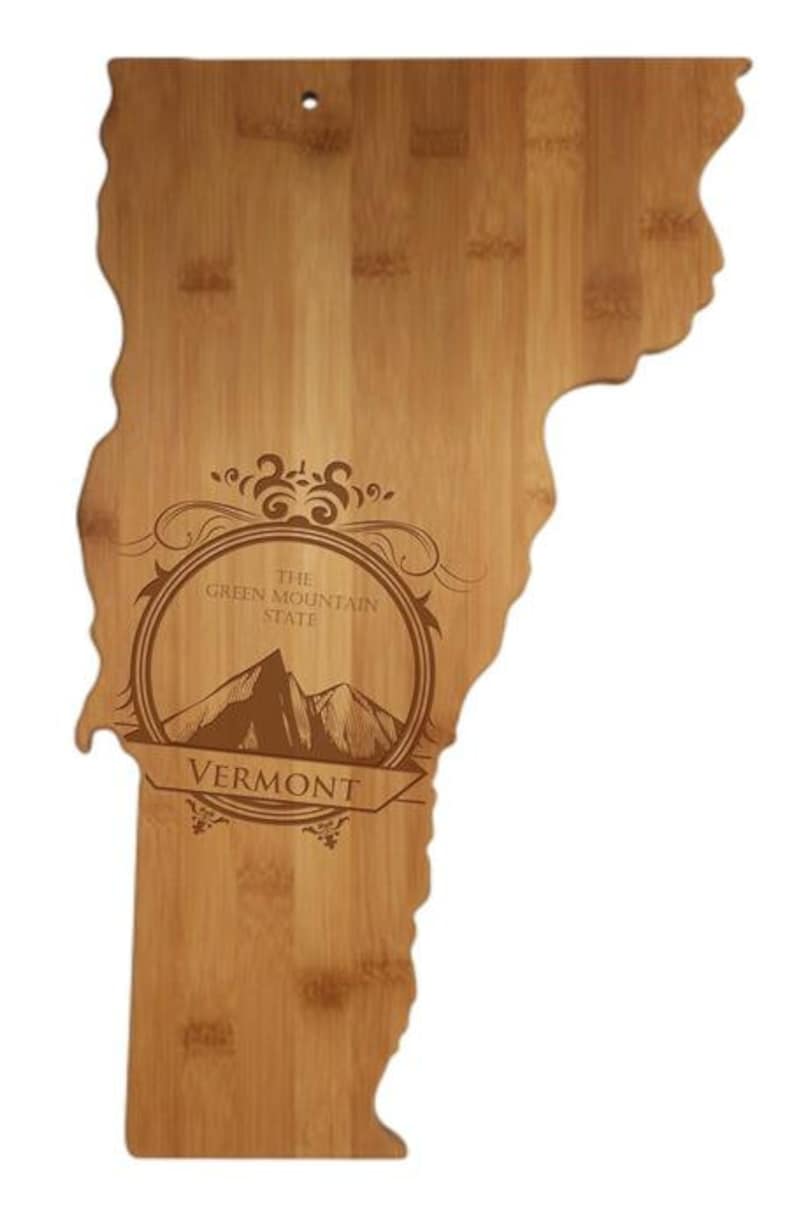 Personalized Vermont Cutting Board Vermont Shaped Bamboo Etsy
