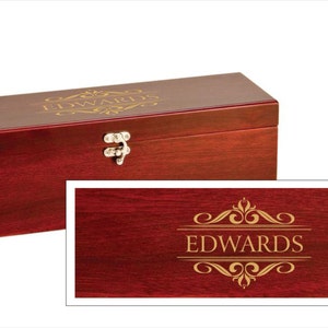Personalized Filigree Design Wine Box With Tools - Rosewood Wine Box with Custom Engraving - Wedding Gift Wine Box, Wedding Wine Present
