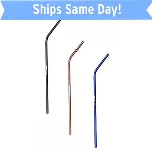 Engraved Stainless Steel Drinking Straws, Bent, Colors 10 1/2&quot;