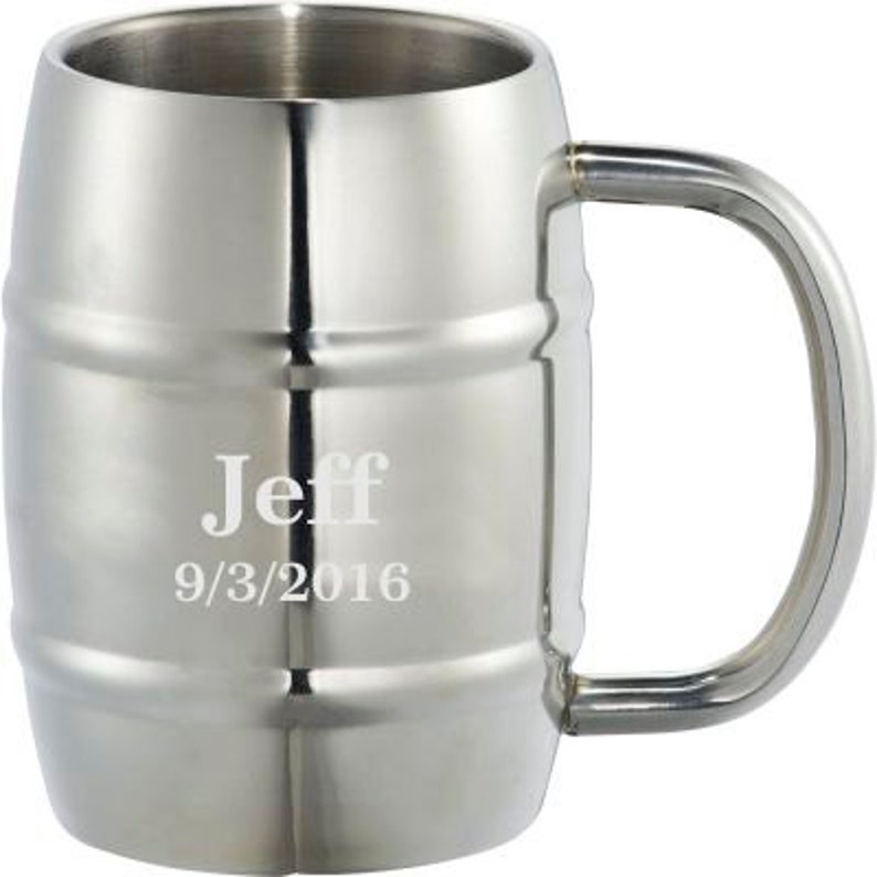 Engraved 14oz Stainless Steel Barrel Mug Personalized Beer Etsy