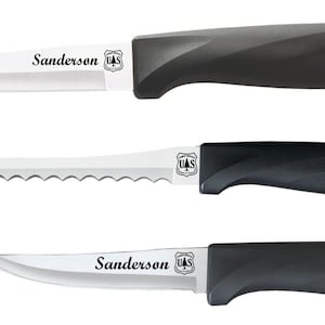 Personalized Anthem Slice & Pare 3 Knife Set - Wedding - Father&#39;s Day - Groomsman Gift - Housewarming Gift - Closing Gift - Kitchen