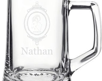 Personalized 17oz Glass Beer Stein Groomsmen Gift - Father's Day Gift - Wedding Gift - Boyfriend Gift - Beer Gift - Mens Gift - Husband Gift