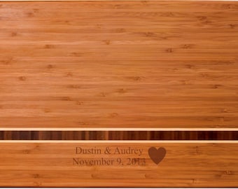 Personalized Inlay Bamboo Cutting Board – Wedding Gift(12.5x8")