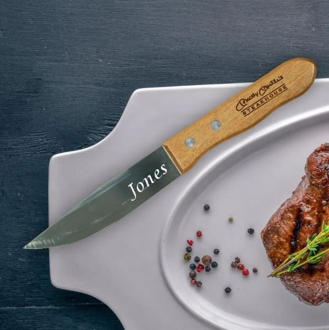 Wood Jumbo Laser Engraved Steak Knife, Laser Engraved Personalized