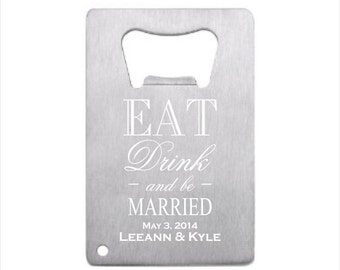 9 Personalized Stainless Steel Credit Card Bottle Opener - engraved bottle opener wedding favor, groomsman gift, personalized party favor