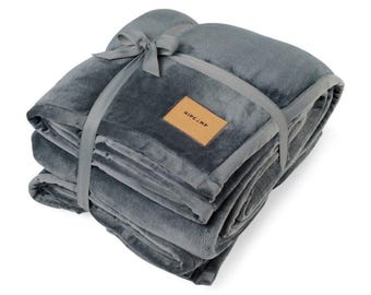 Customized Family Time Mega Blanket 108x90" - Personalized Gift - Ultra Plush Gray Throw