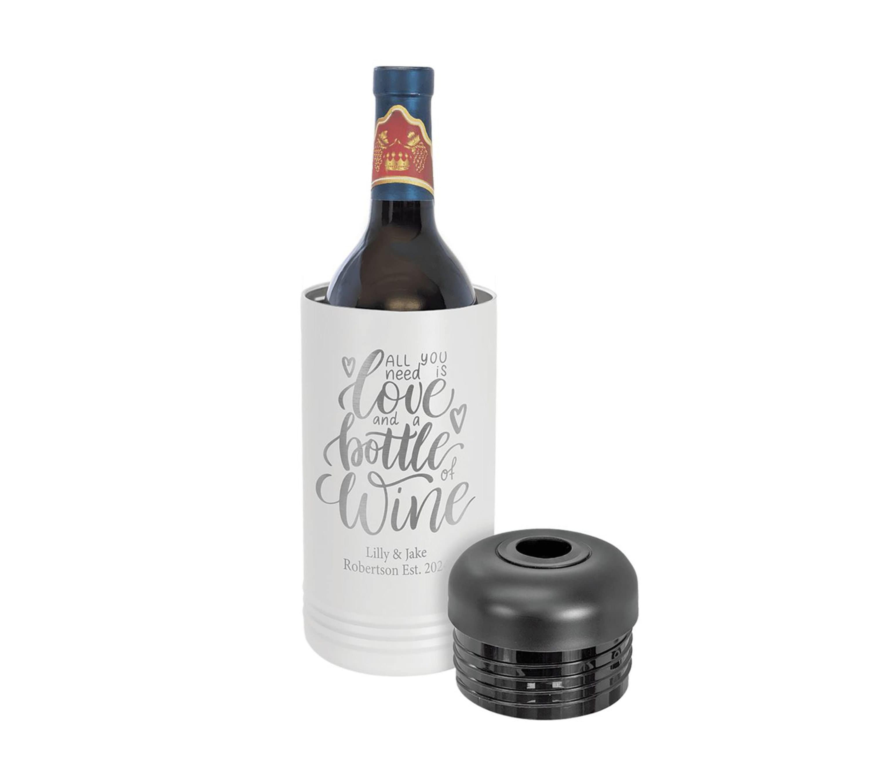 Personalized Stainless Steel Insulated Wine Chiller, Powder Coated 750 ml Wine Bottles - Wine Lovers Gift - Custom Gift - Engraved Wine Gift