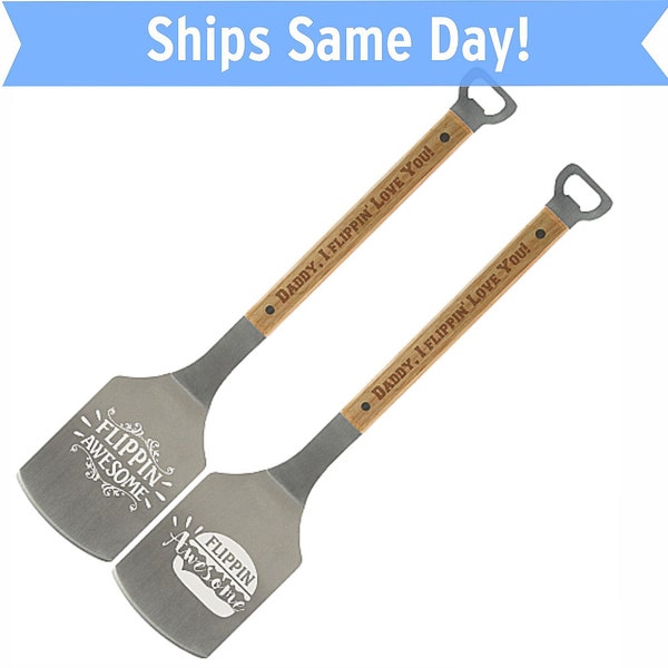 Custom Stainless Steel Spatula with Bottle Opener and Wood Handle, Personalized Gift Idea, Housewarming gift, wedding gift