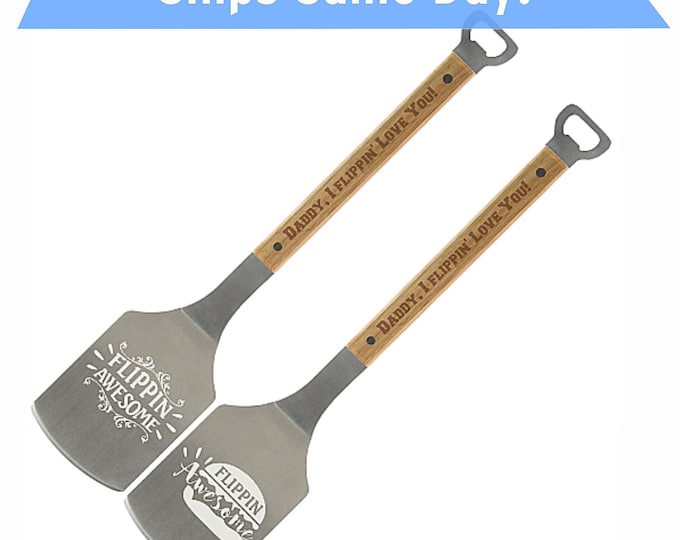 Custom Stainless Steel Spatula with Bottle Opener and Wood Handle, Personalized Gift Idea, Housewarming gift, wedding gift