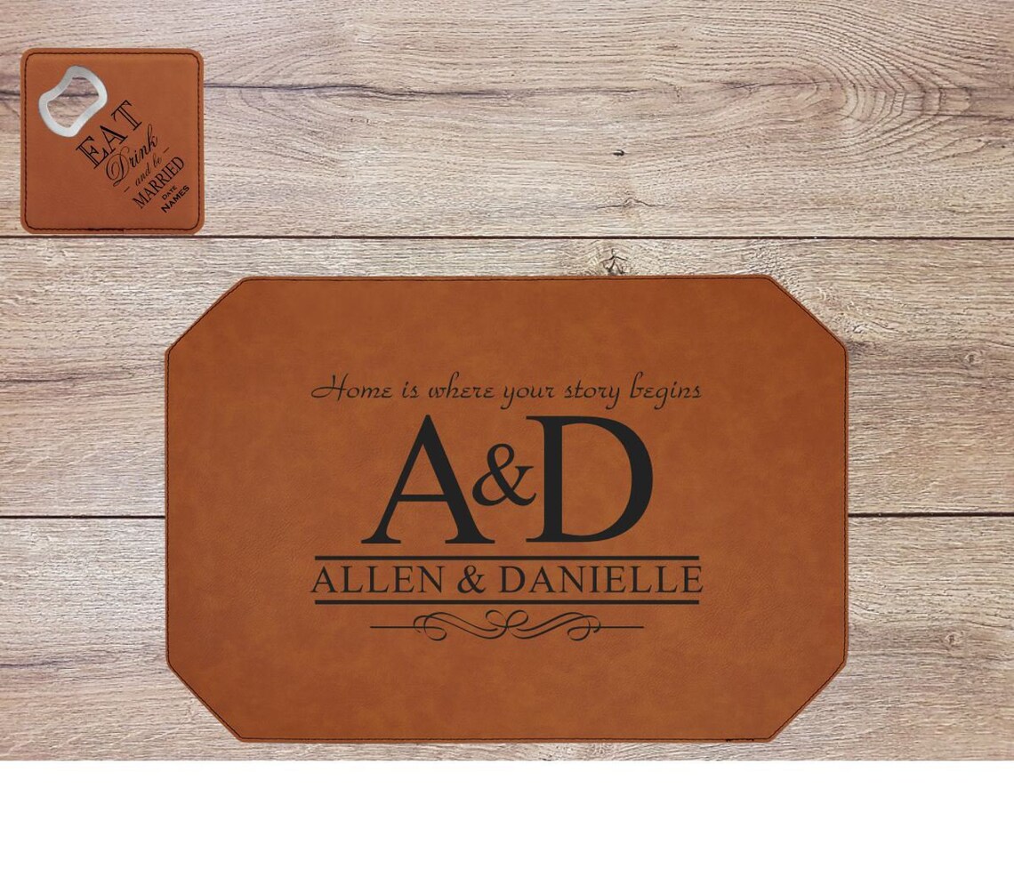 Leather Personalized Placemat LaserEngraved Place Mat Etsy