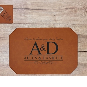 Leather Personalized Placemat | Laser-Engraved Place Mat | Custom Housewarming Gift