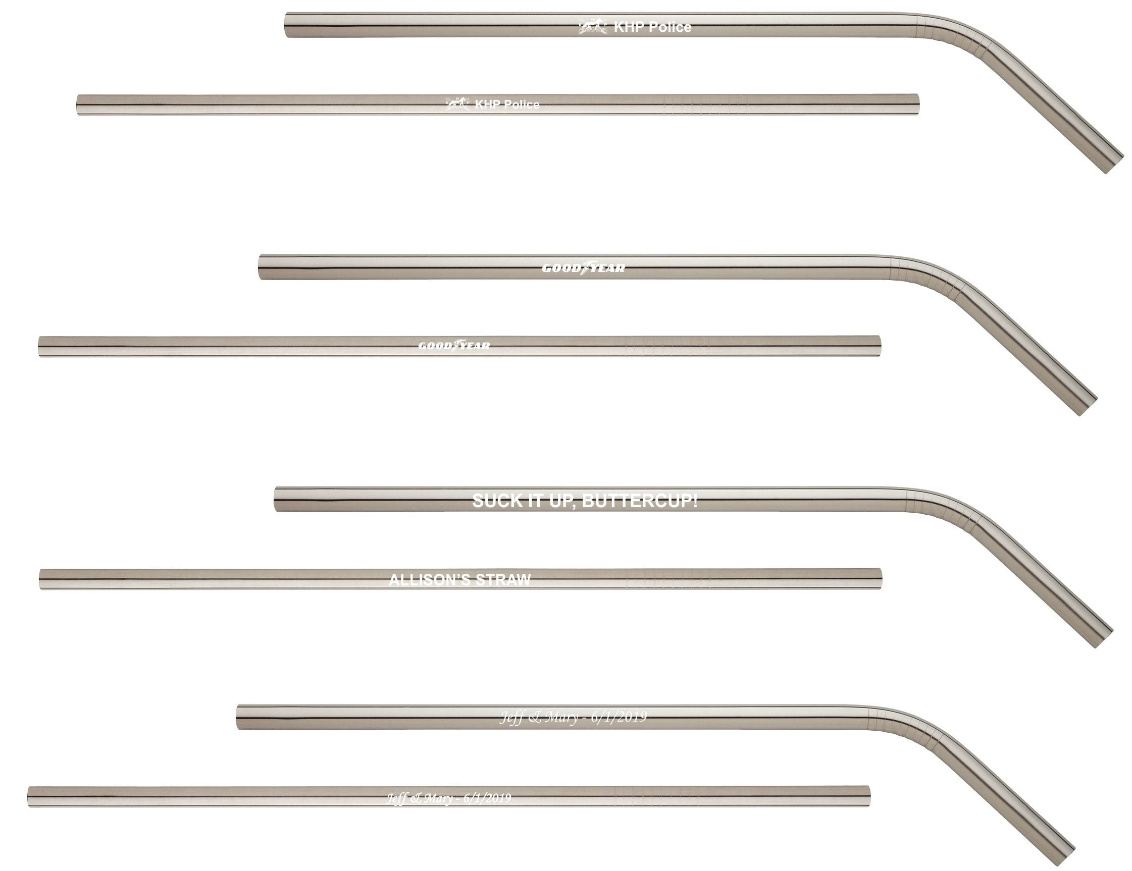 Engraved 5 Pc Stainless Steel Straw Set, 2 Customized Straws, Cleaning ...