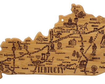 Personalized Kentucky Cutting Board -Landmarks Kentucky Bamboo Cutting Board Custom Engraved - Wedding Gift - Housewarming Gift - State Gift