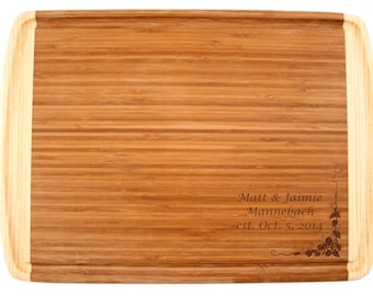 Planche à découper gravée 18x12 » - Planche à découper en bambou gravée avec rainure - Cadeau de mariage, cadeau de couple, cadeau d'anniversaire