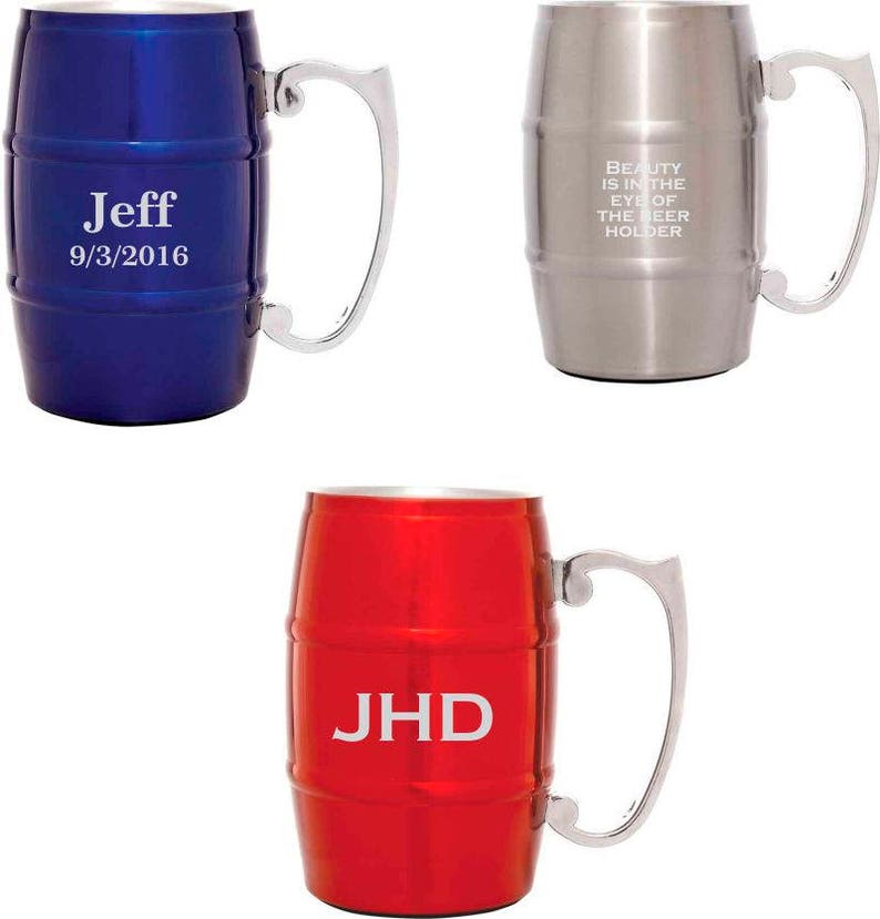Engraved 17oz Stainless Steel Barrel Mug Personalized Beer Etsy