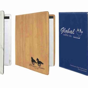 Personalized Faux Leather Portfolio with Notepad Laser Etched Professional Portfolio Graduation Gift Corporate Logo Engraved Gift image 5