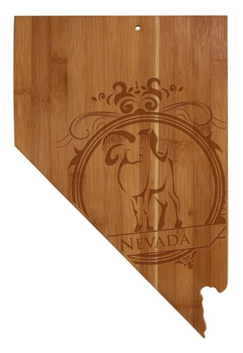 Personalized Nevada Cutting Board Nevada Shaped Bamboo Cutting Board Custom Engraved Wedding Gift, Couples Gift, Housewarming Gift image 2