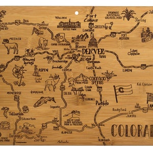 Personalized Colorado Cutting Board -Landmarks Colorado Bamboo Cutting Board Custom Engraved - Wedding Gift - Housewarming Gift - State Gift