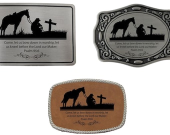Personalized Kneeling Cowboy Belt Buckle | Custom Belt Buckles | Engraved Belt Buckle Gift | Cowboy Belt Buckle | His or Her Buckle
