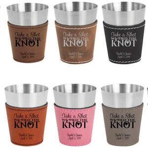 6 of Personalized Shot Glass Wedding Favor “Take A Shot, We Tied The Knot&quot; Customized Shot Glass for Wedding Guests, Bride, Groom