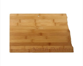 Engraved North Dakota Cutting Board - North Dakota Shaped Bamboo Board Custom Engraved - Wedding Gift, Couples Gift, Housewarming Gift