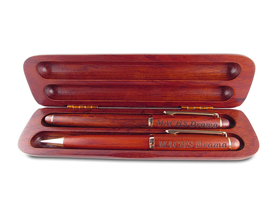 Personalized Wood Double Pen Set Engraved wood pen Etsy