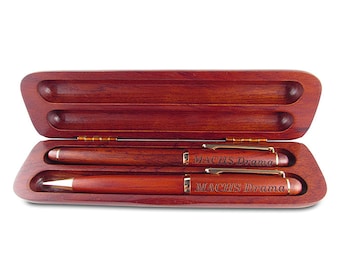 Personalized Wood Double Pen Set - Engraved wood pen presentation set, retirement gift, groomsman gift, personalized Father's Day gift