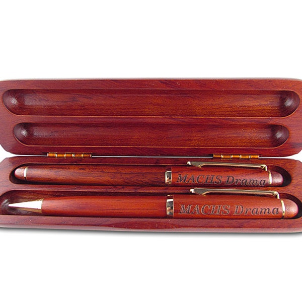 Personalized Wood Double Pen Set - Engraved wood pen presentation set, retirement gift, groomsman gift, personalized Father's Day gift