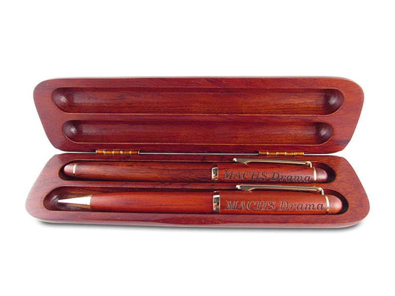 Personalized Wood Double Pen Set Engraved Wood Pen Etsy