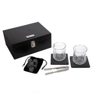 Personalized Downey 14 Piece Whiskey Set with Glasses, Ice Stones, Coasters | Bareware - Wedding Gift - Gift for Him - Engraved Gift
