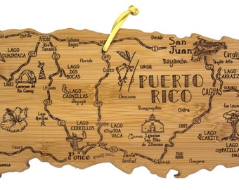 Planche à découper personnalisée de Porto Rico - Planche à découper en bambou de Porto Rico de monuments gravée sur mesure - Cadeau de mariage - Cadeau de pendaison de crémaillère